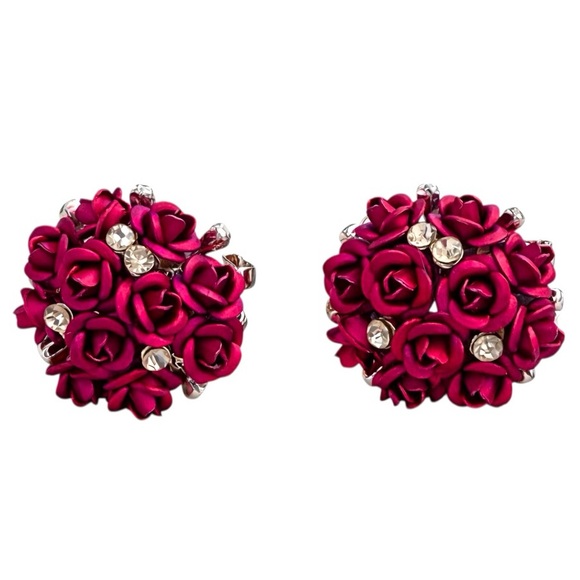 Pink Flower Earrings - Picture 2 of 4